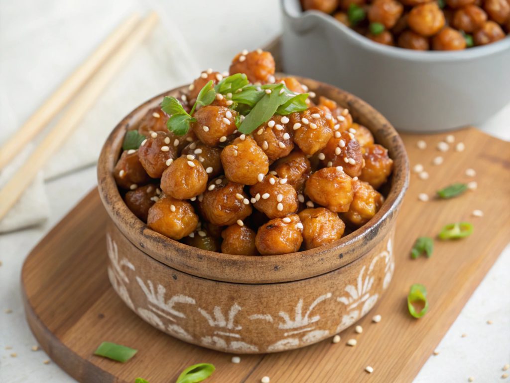 Crispy Sticky Sesame Chickpeas